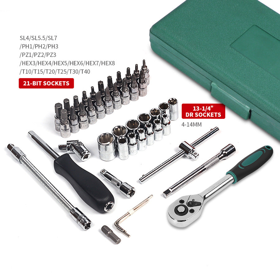 46-Piece Automotive Socket & Ratchet Tool Set