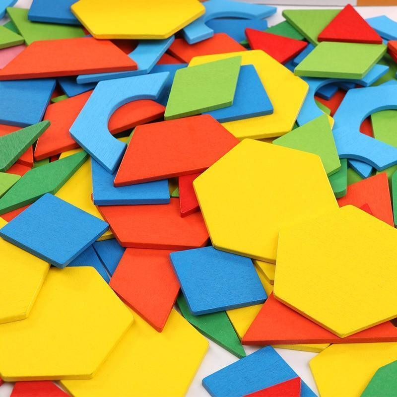 250-Piece Wooden Geometric Puzzle & Learning Set