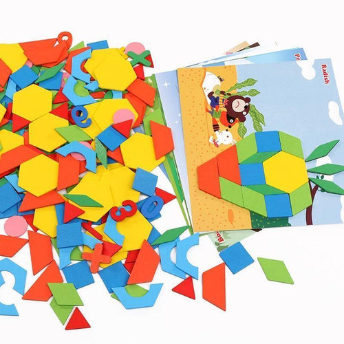 250-Piece Wooden Geometric Puzzle & Learning Set