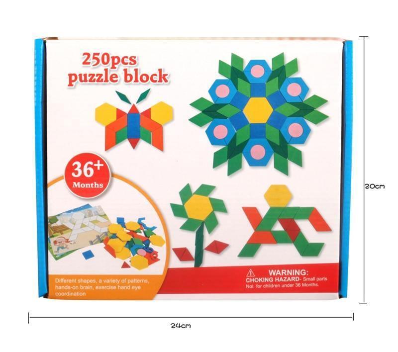 250-Piece Wooden Geometric Puzzle & Learning Set