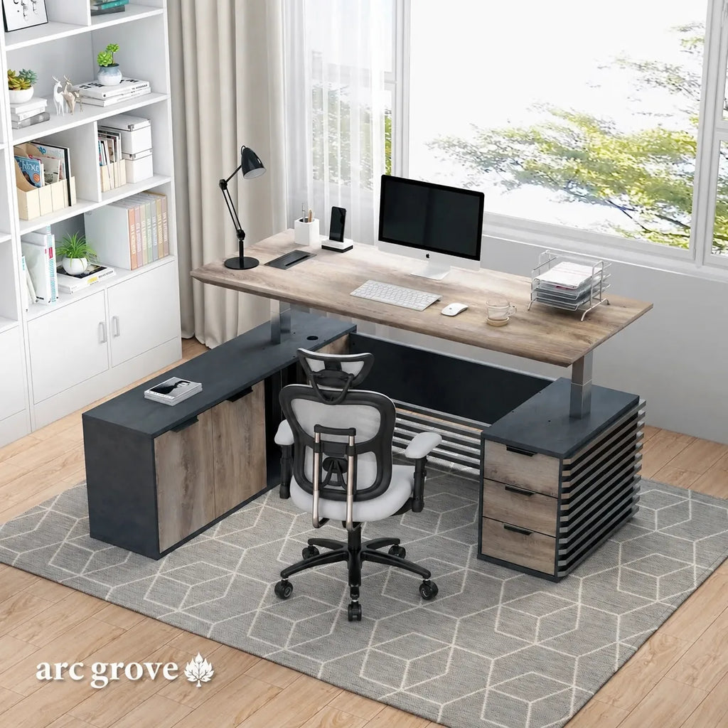 Anderson · L-Shaped Executive Standing Desk, Adjustable Height