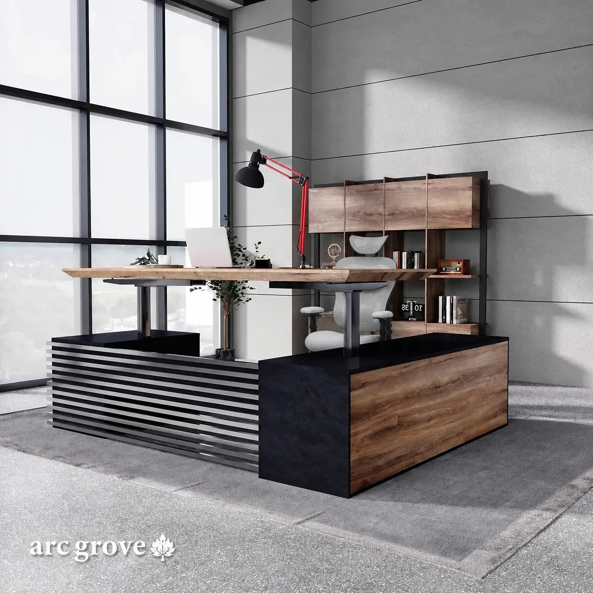Anderson · L-Shaped Executive Standing Desk, Adjustable Height